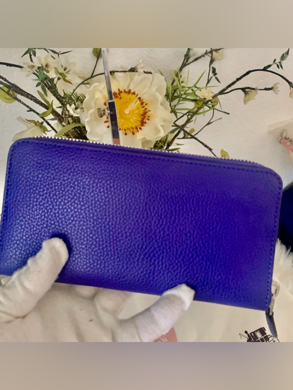 Coach Purple Accordion Leather Zip Around Wallet